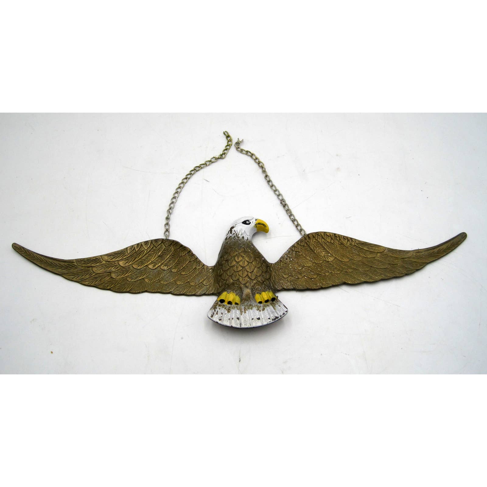 Vintage Mid Century Modern MCM Wall Hanging Brass Bald Eagle Americana