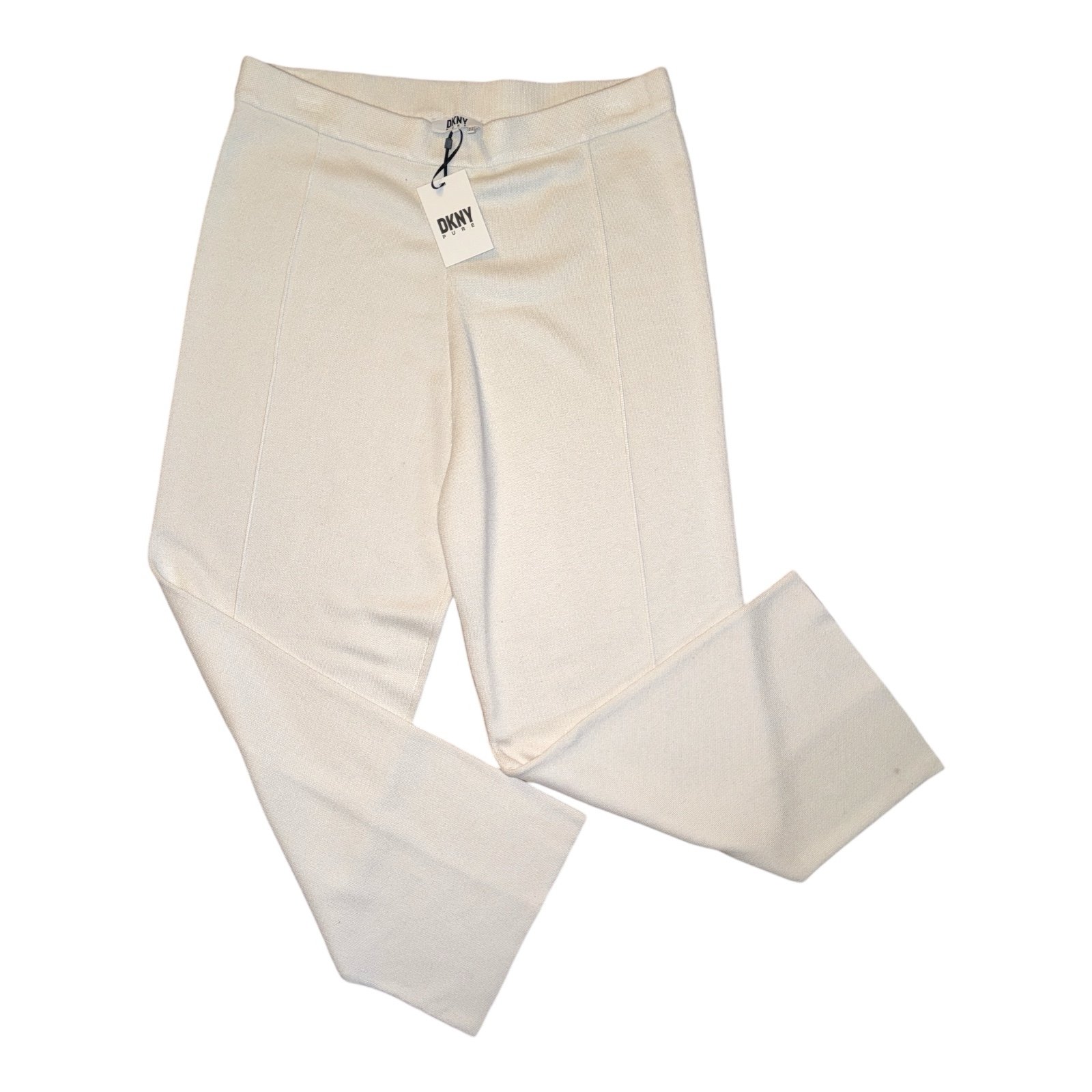 139 DKNY Pure Women’s Polyester Blend Ivory Wide Leg Dress Pants Size L