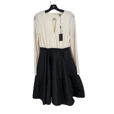 Halston Heritage Women's Black Eggshell Dress Taffeta Skirt Size 4 *Flaw