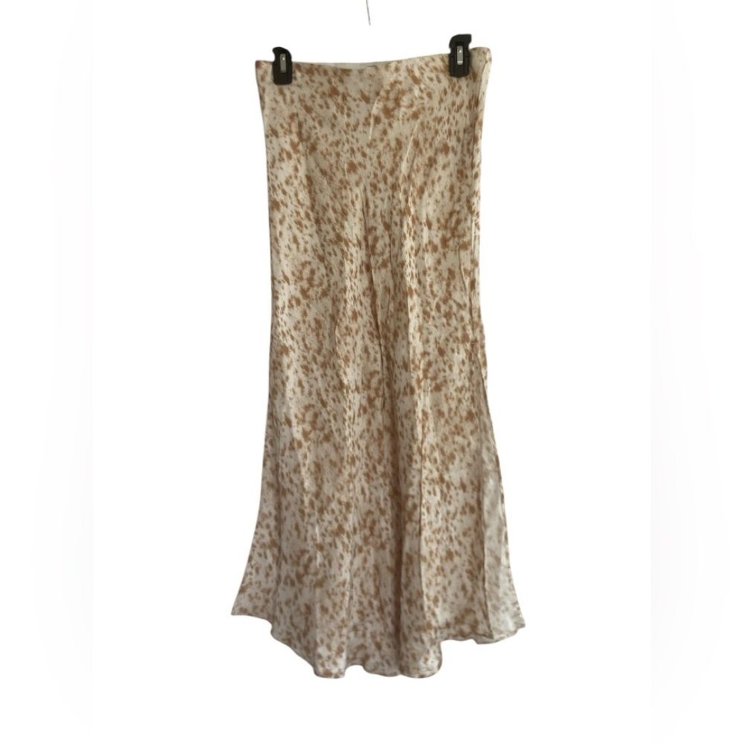 J Crew Animal Print Slip Skirt with Side slits Beige/White Size Small