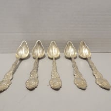 Lot Of 5 1847 Rogers Bros. Columbia Pattern Fruit Spoons c. 1893 Antique