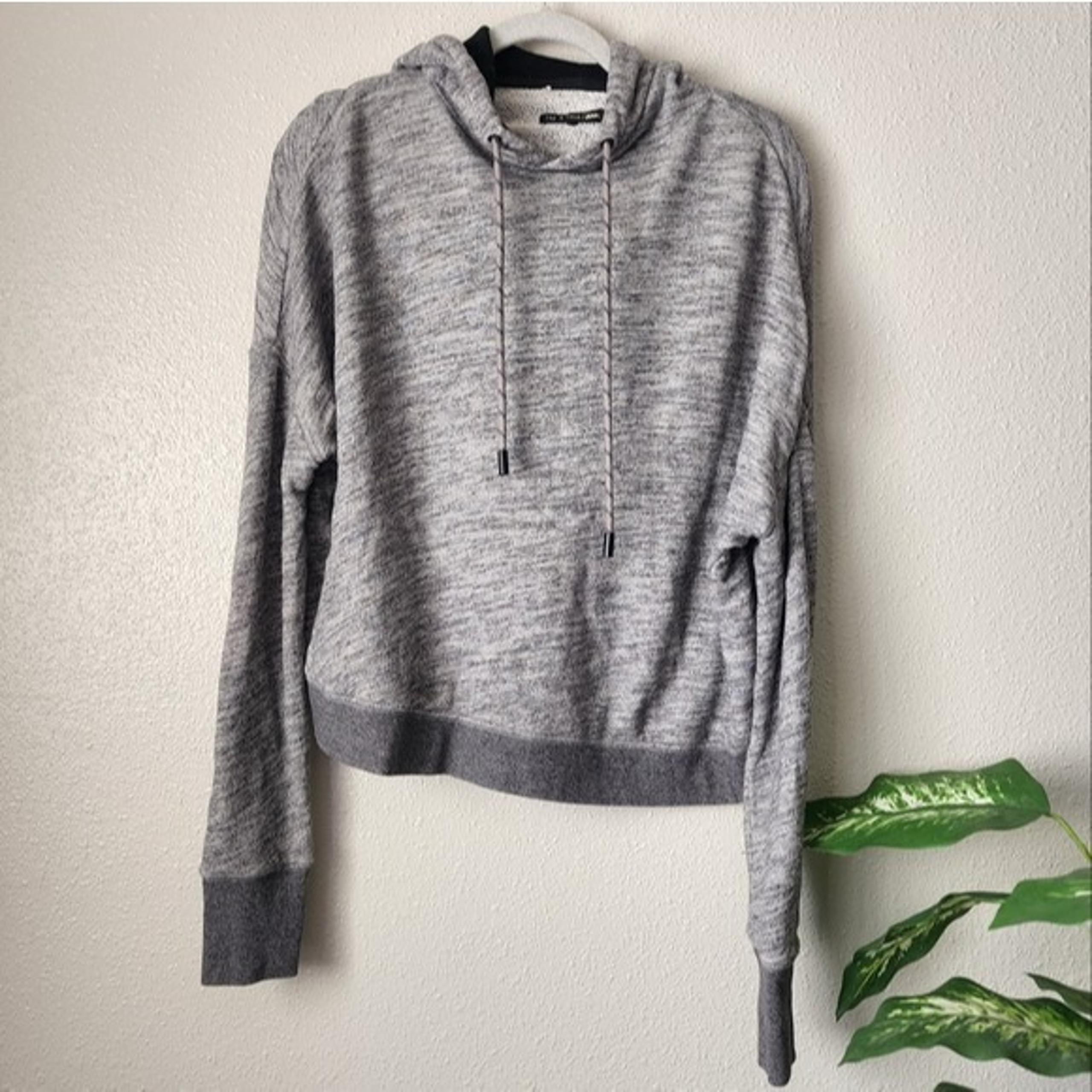 Rag&Bone Gray Terry Overlap Open Back Hooded Sweater Small - rag & bone
