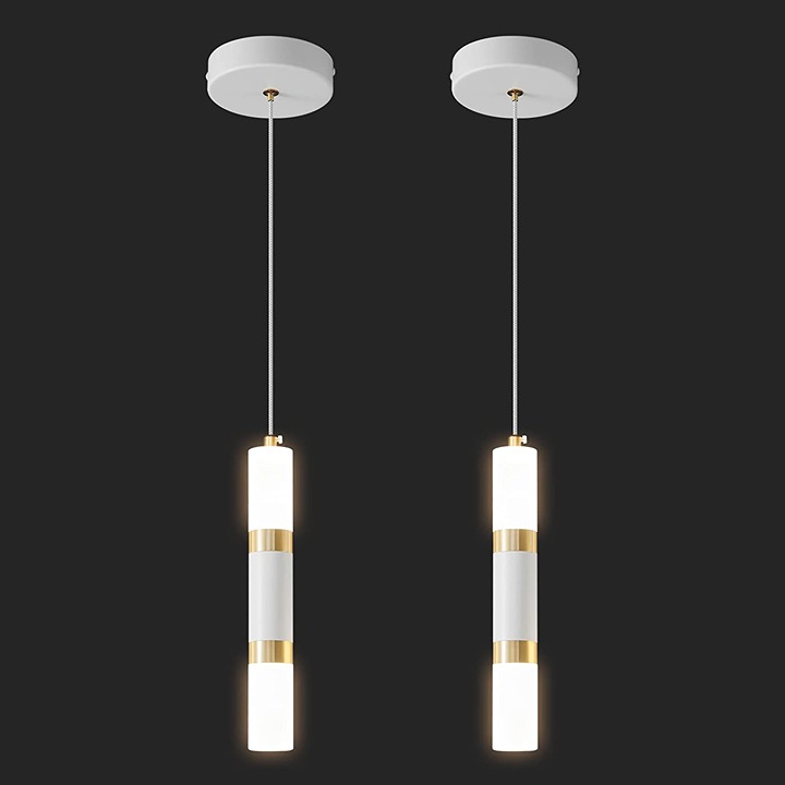 2 pack of LIANGMH Modern Kitchen Island Light Fixture Dimmable LED White Mini Pe