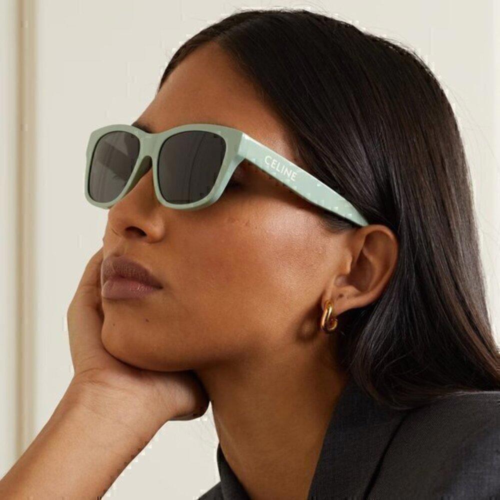 CELINE Monochroms 55mm Square Sunglasses MINT GREEN
