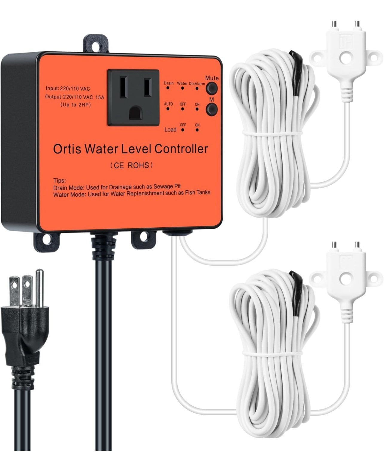 Hi-Lo Sump Pump Switch, Ortis Electronic Adjustable Float Switch Controller with