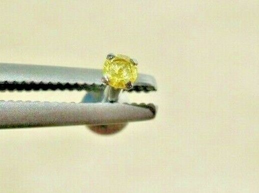 2.15mm SPARKLING YELLOW DIAMOND LABRET MONROE *CERTIFICATE* 1/4\ 