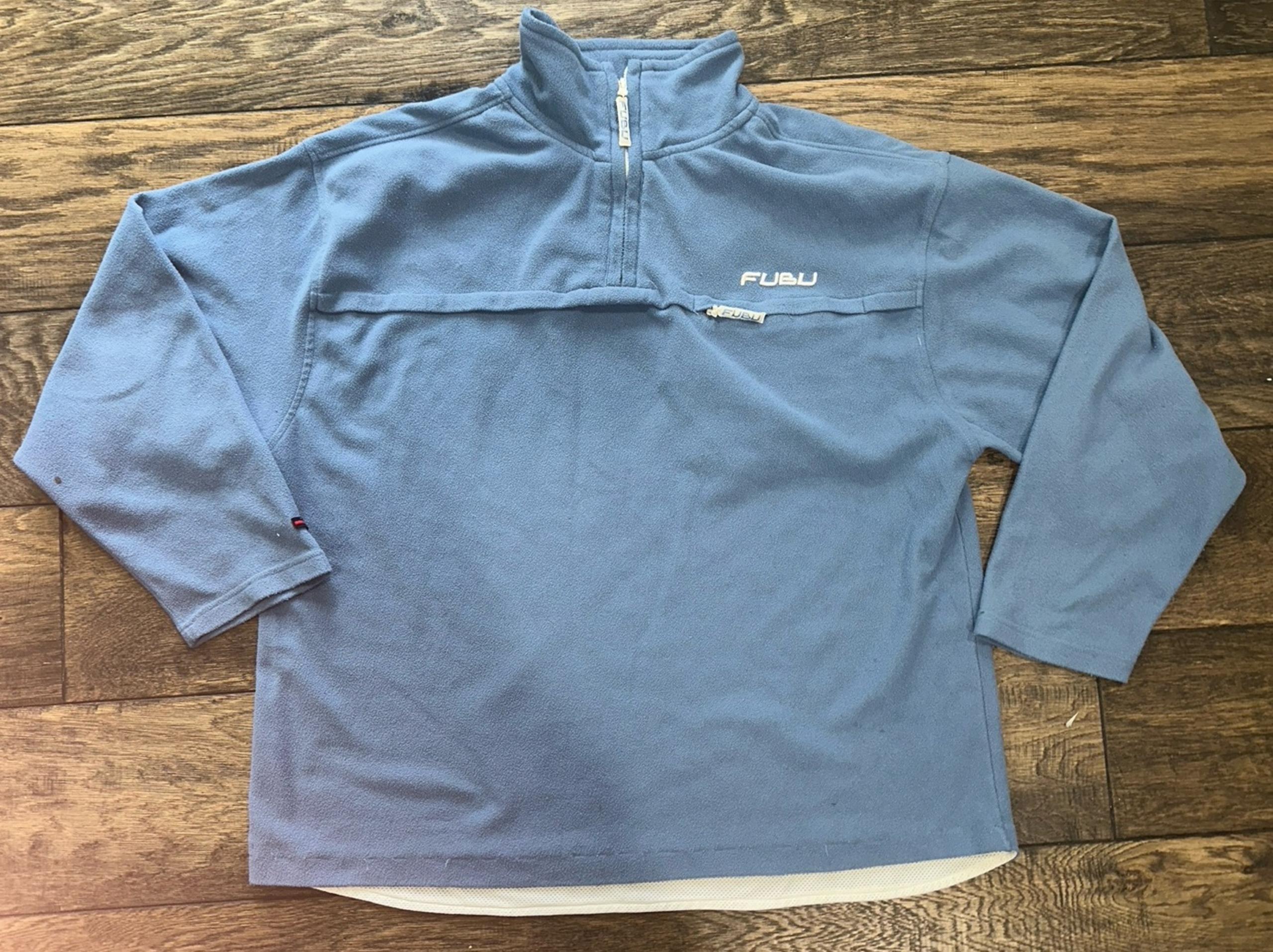 Vintage Y2K Fubu the Collection 1/4 Zip Fleece Blue Pullover Men’s Size 1X