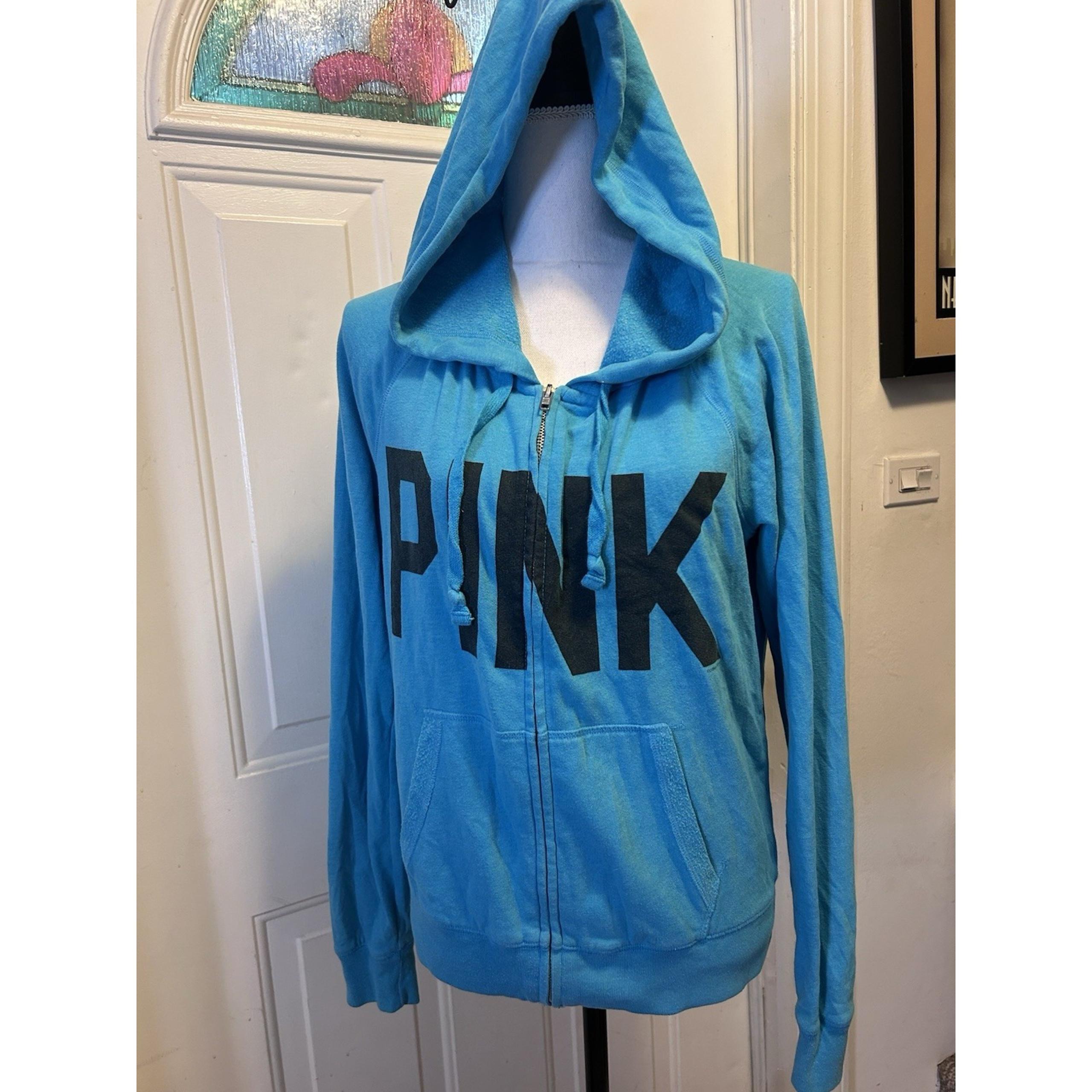Victoria's Secret PINK # 86 size M women's hoodie jacket zipper Turquoise Pocket