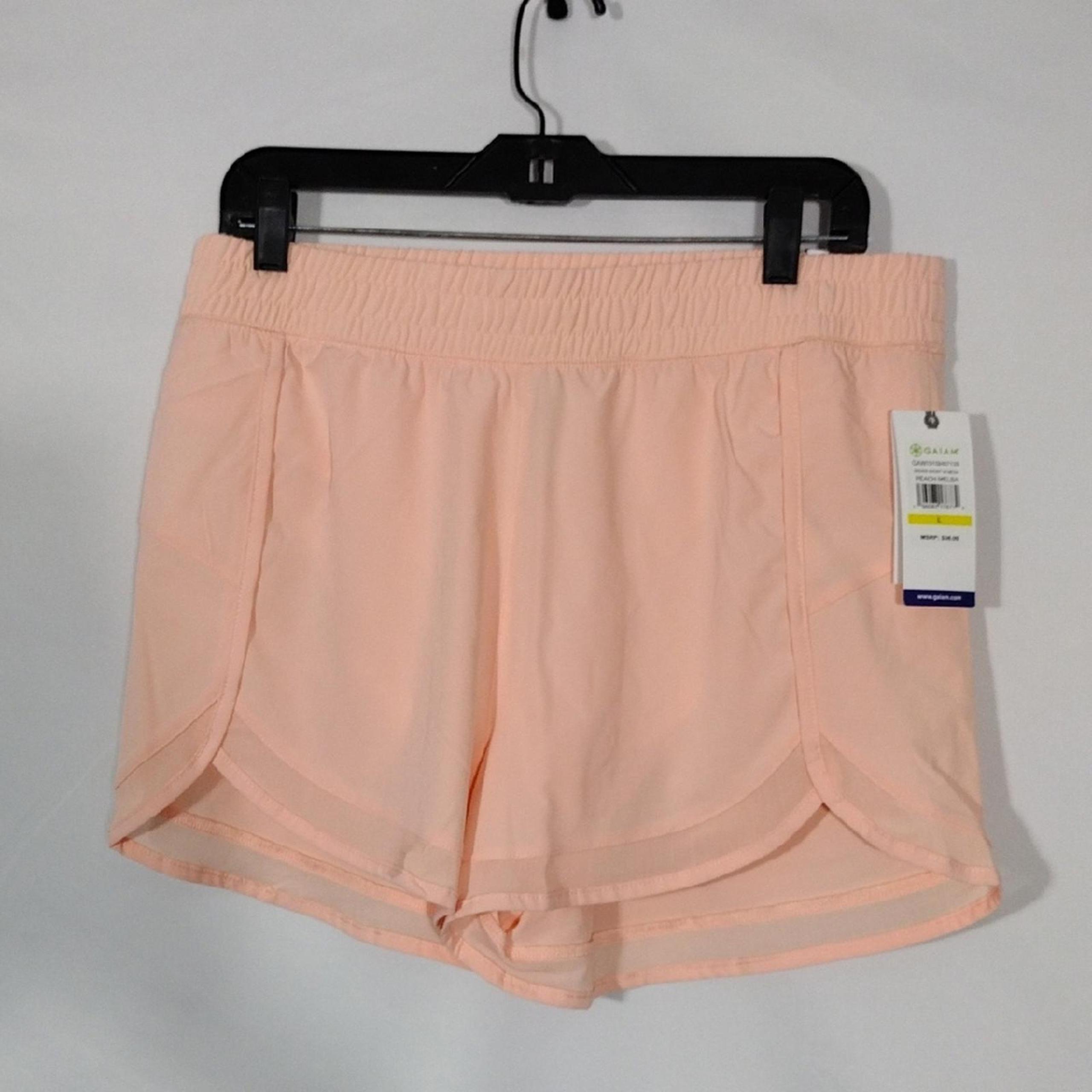 NWT Gaiam Peach Melba Woven Shorts With Mesh Women's Size Large