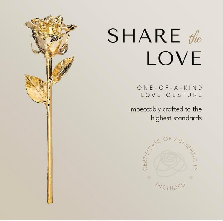 Forever Rose Real 24K Gold Rose, Genuine One of a Kind Rose Hand Dipped in 24K