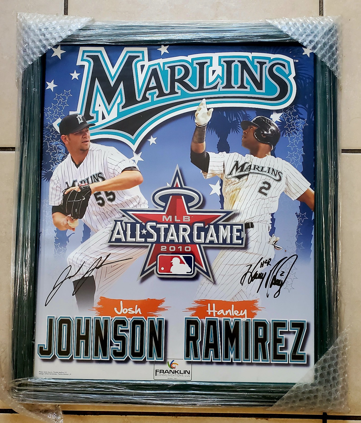 2010 MLB All Star Game Framed Poster Featuring Josh Johnson and Hanley Ramirez