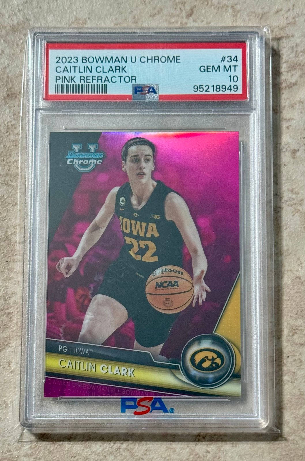 2023 Bowman U Chrome Caitlin Clark Pink Refractor #34 PSA 10 Gem Mint