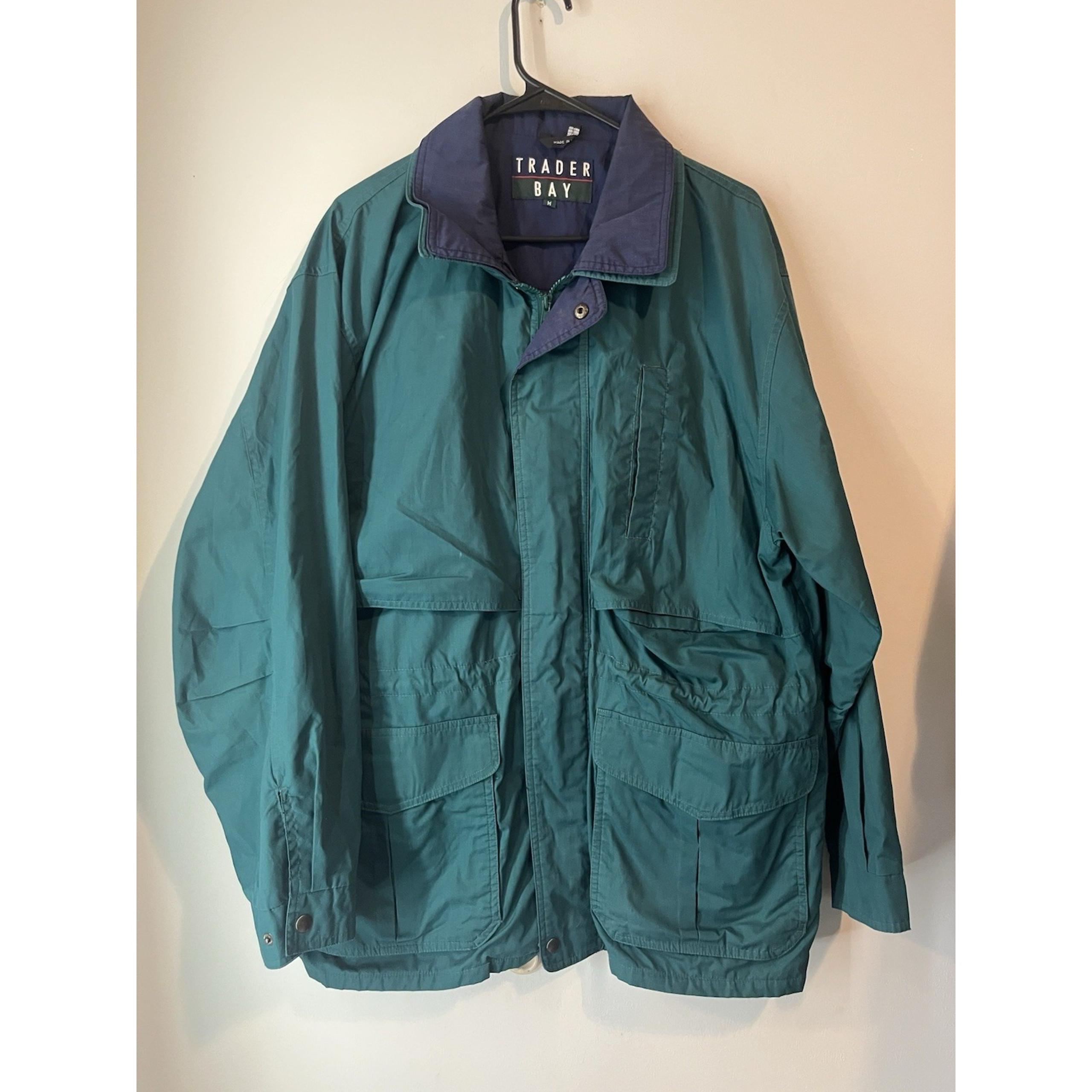 Vintage 90's Y2k Trader Bay Windbreaker Jacket Green Size Medium Oversized