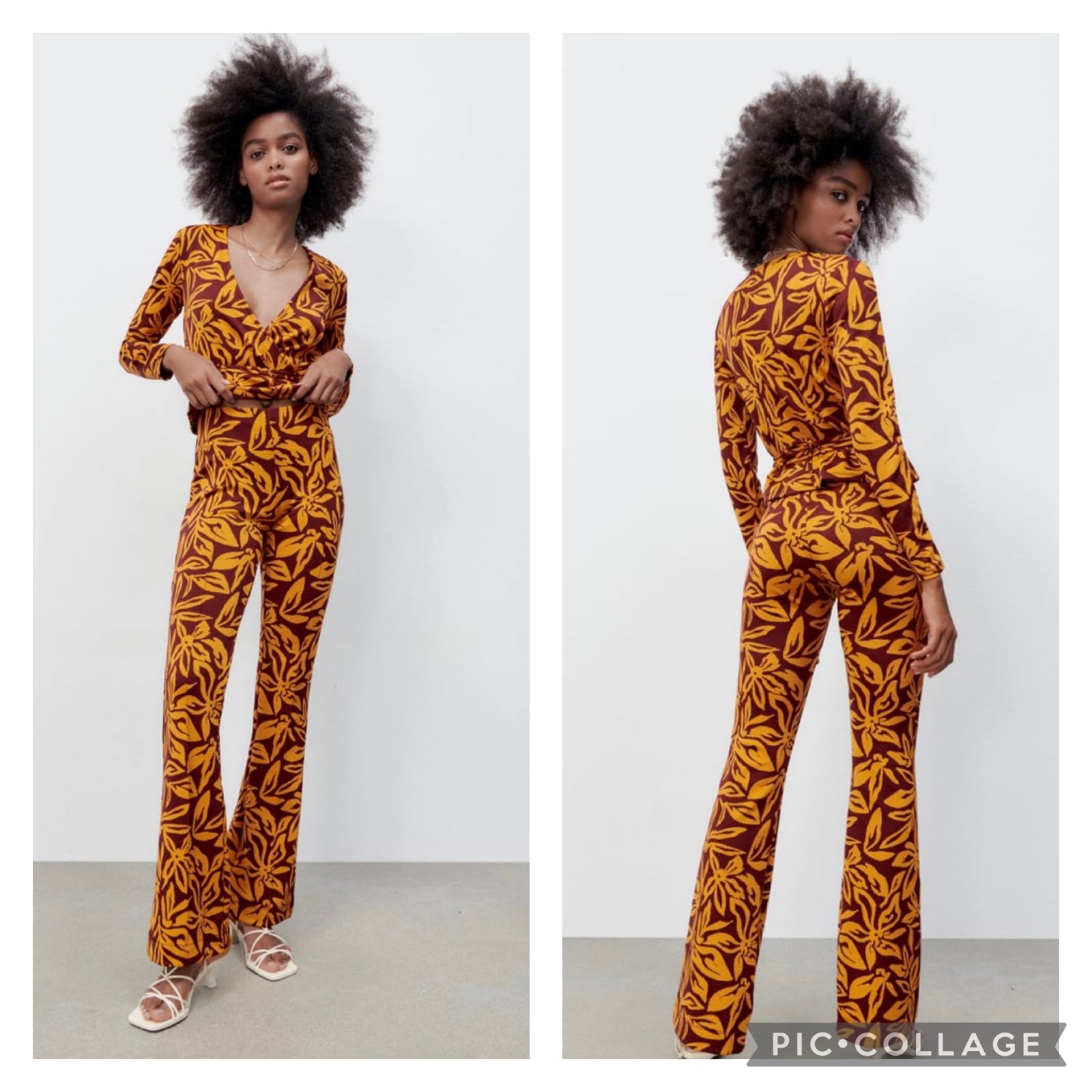 New Zara Jacquard Wrap jacket and Flared pants