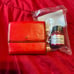 Louis Vuitton Red Leather Wallet With Leather Paint