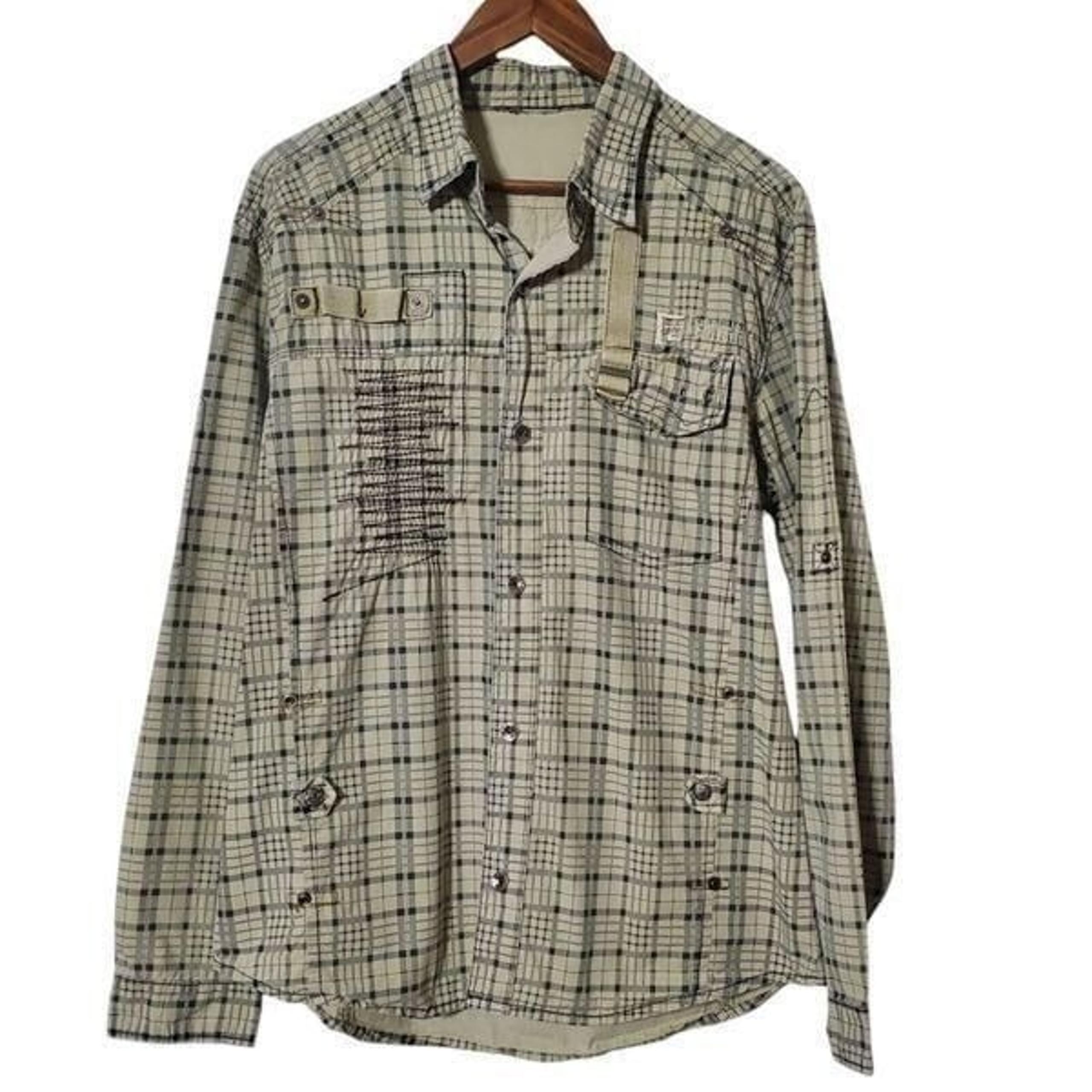 Vintage Fusai Button Up Shirt Size L Y2K Cyber Goth Grunge Mens - Focus