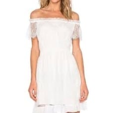 New THE KOOPLES Soft Ivory Lace Off the Shoulder Mini Dress Women’s Sz l