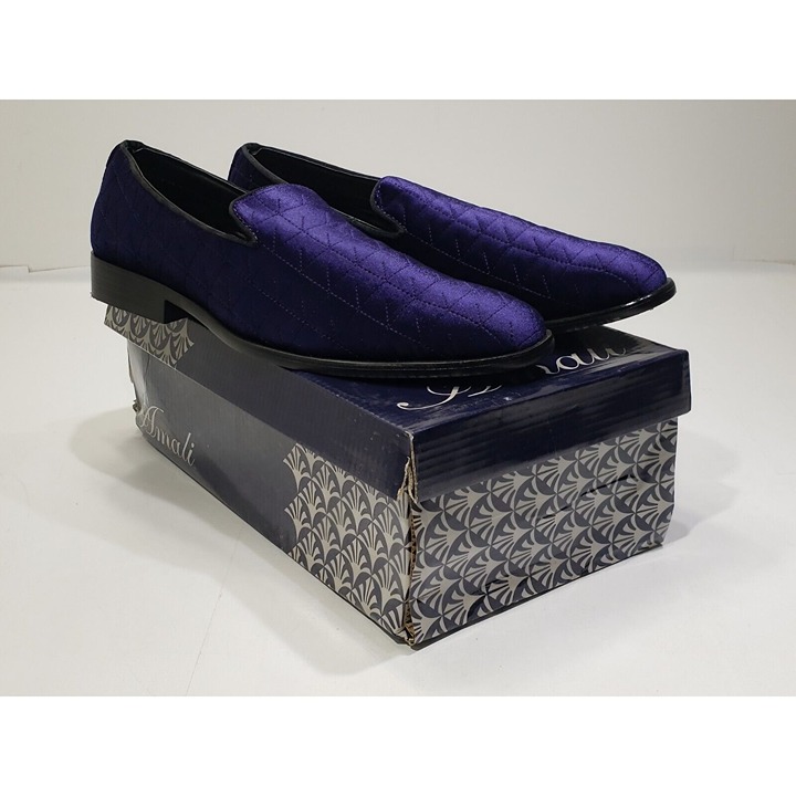 Amali Mens Dress Shoes Velvet Velour Slip On Tuxedo Loafers Dark Purple Size 9.5