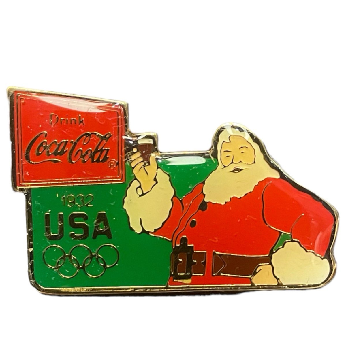 Vintage 1932 Coca Cola Coke Worldwide Olympic Christmas Sponsor Pin
