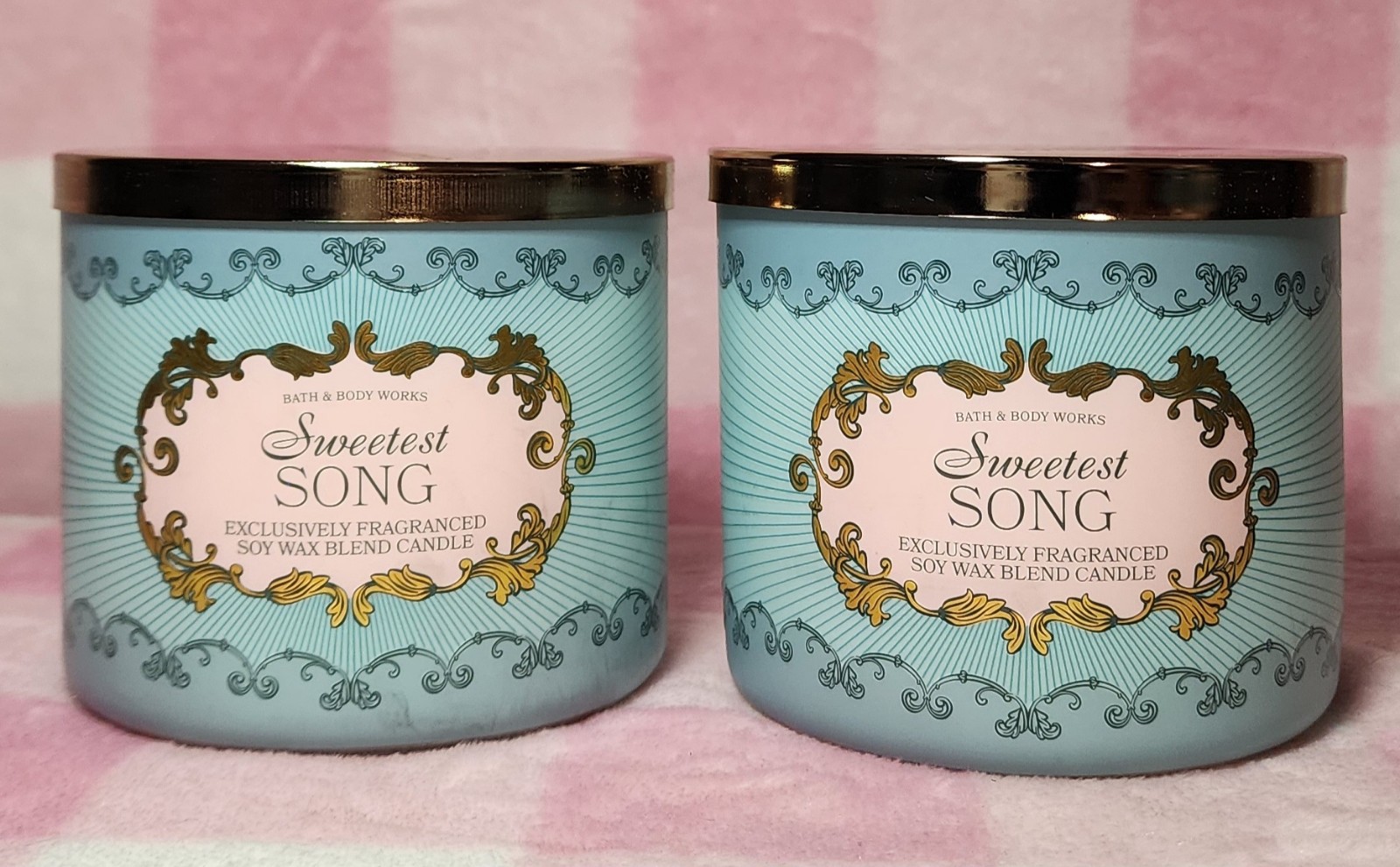 Bath & Body Works Sweetest Song Three Wick Candles Set of 2- NEW