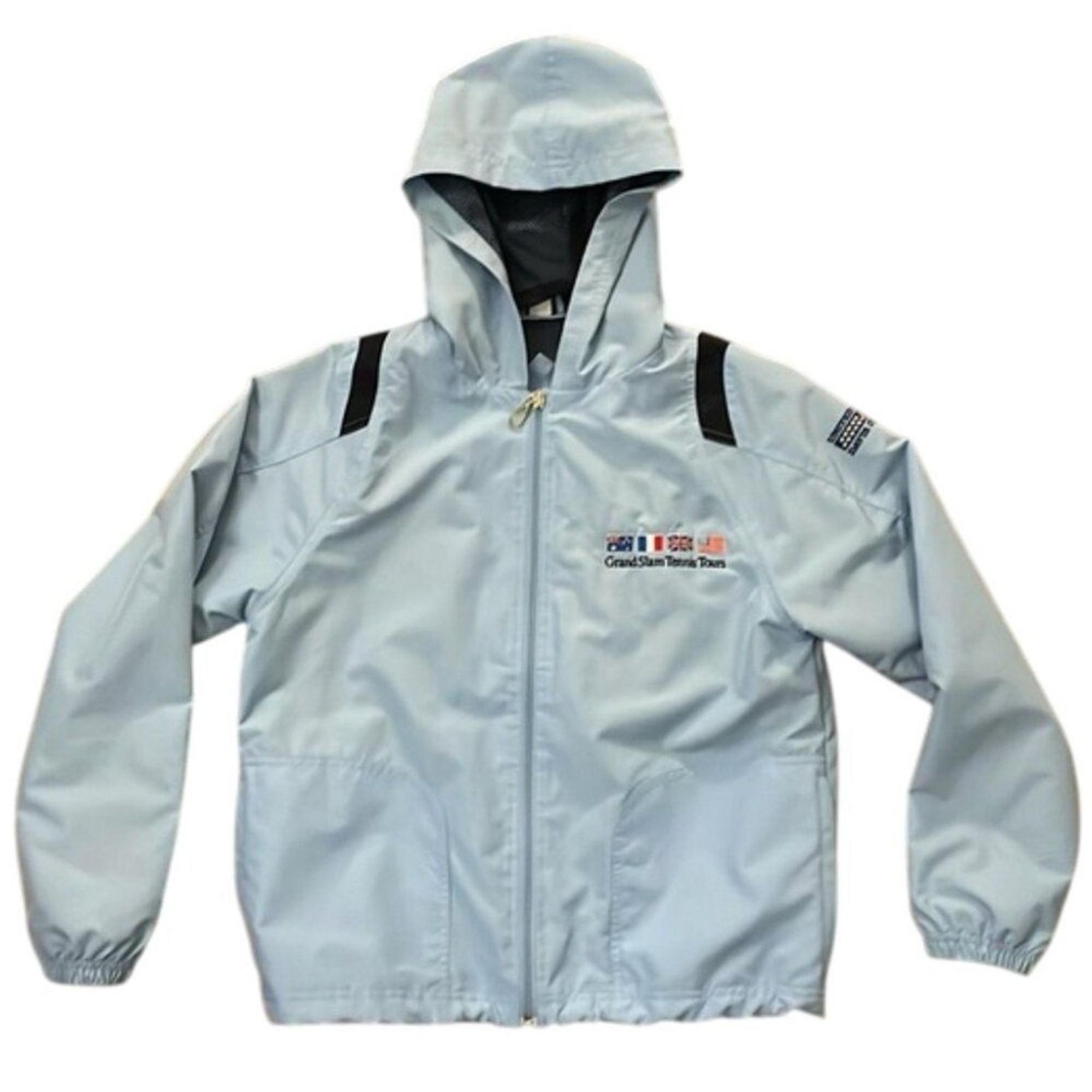 Vantage Zocket Blue Hooded Jacket Mens Small Grand Slam Tennis Tours Davis Cup