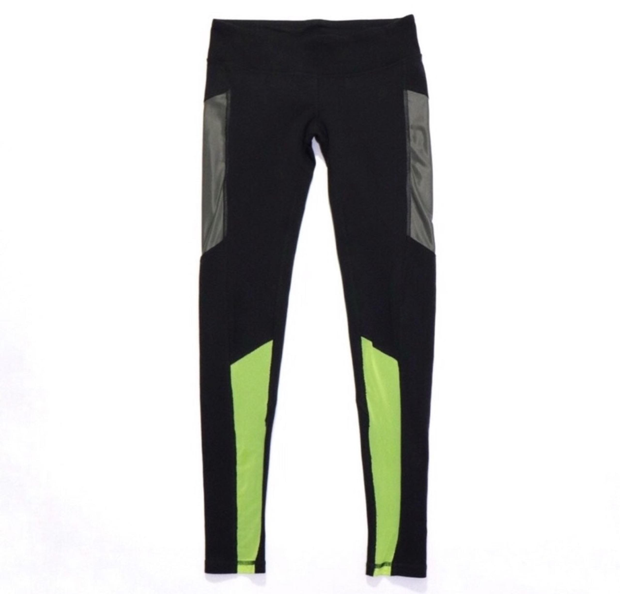 Alo yoga neon green mesh black yoga pant