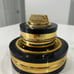 Vintage Table Lighter & Ashtray Black Gold Large Heavy Tray Brass Gold Plated