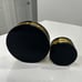 Vintage Table Lighter & Ashtray Black Gold Large Heavy Tray Brass Gold Plated