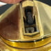 Vintage Table Lighter & Ashtray Black Gold Large Heavy Tray Brass Gold Plated