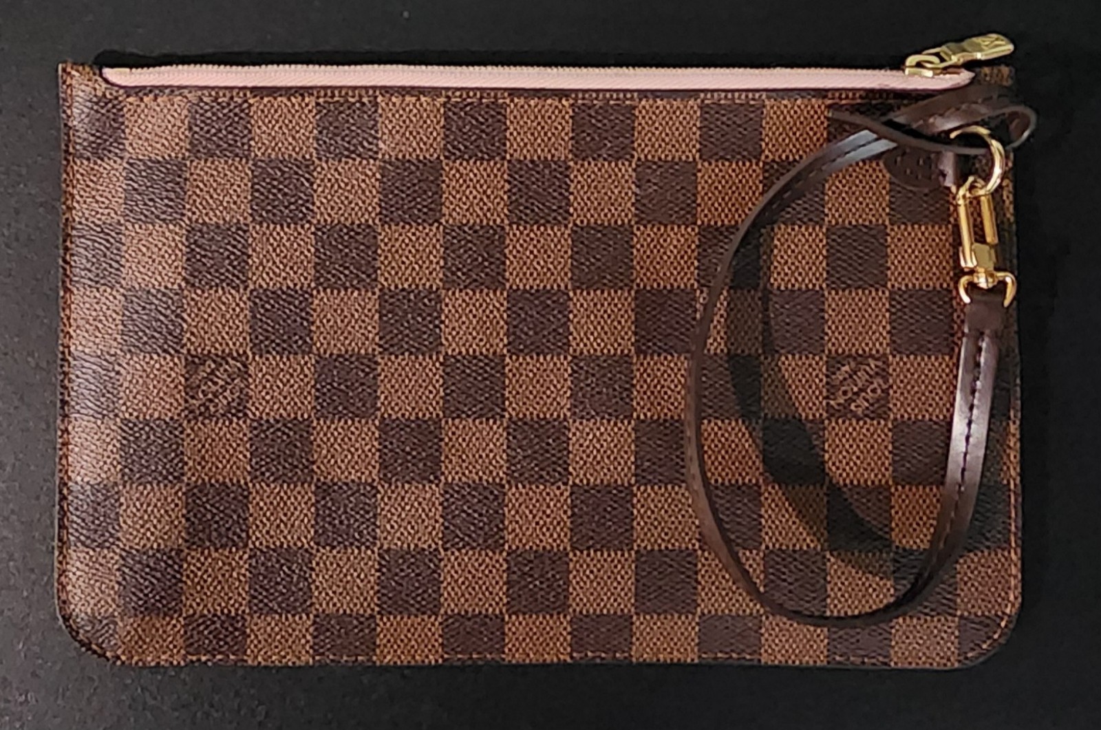 Louis Vuitton Neverfull Damier Ebene Pochette Wrislet Rose Ballerine Pink SD0147