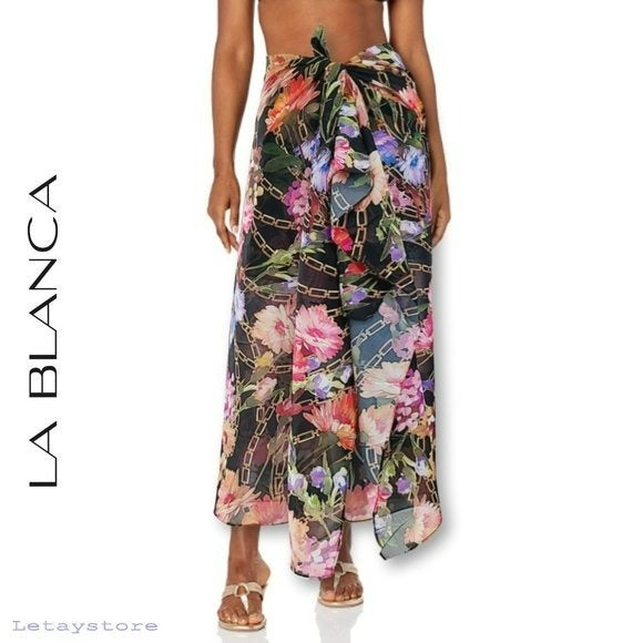 NWT La Blanca Floral Print Pareo Sarong Swimsuit Beach Cover-up