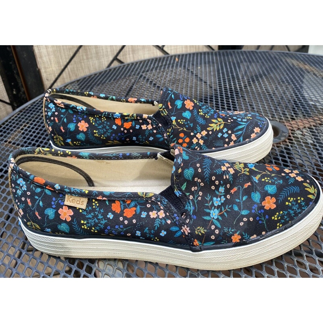 Keds x Rifle Paper Triple Decker Slip On Shoes Wildwood WF60998 Womens Size 7