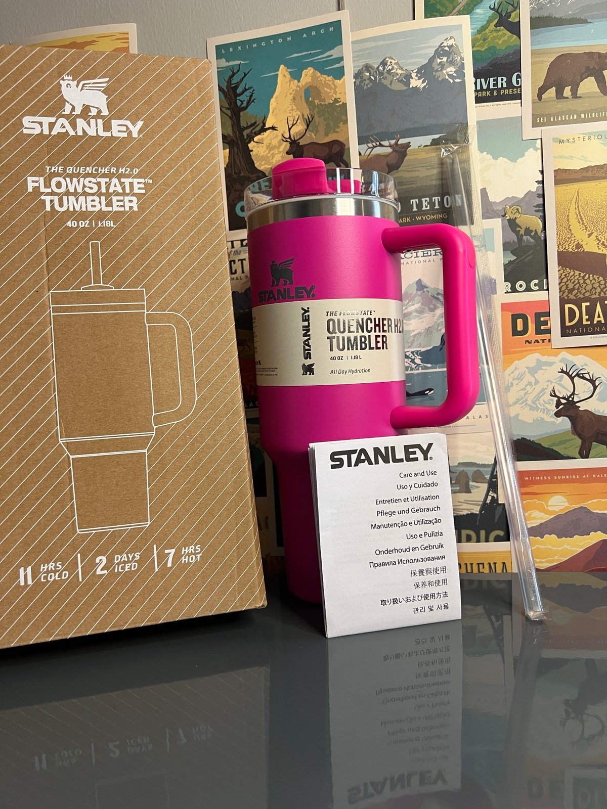 Rose red Stanley 40oz Tumbler for hot and cold drinks NEW! NEVER USED!
