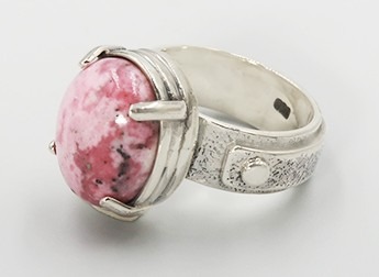 Ima Suma Rhodonite ring in 950 solid silver - natural Rhodon - Size 9