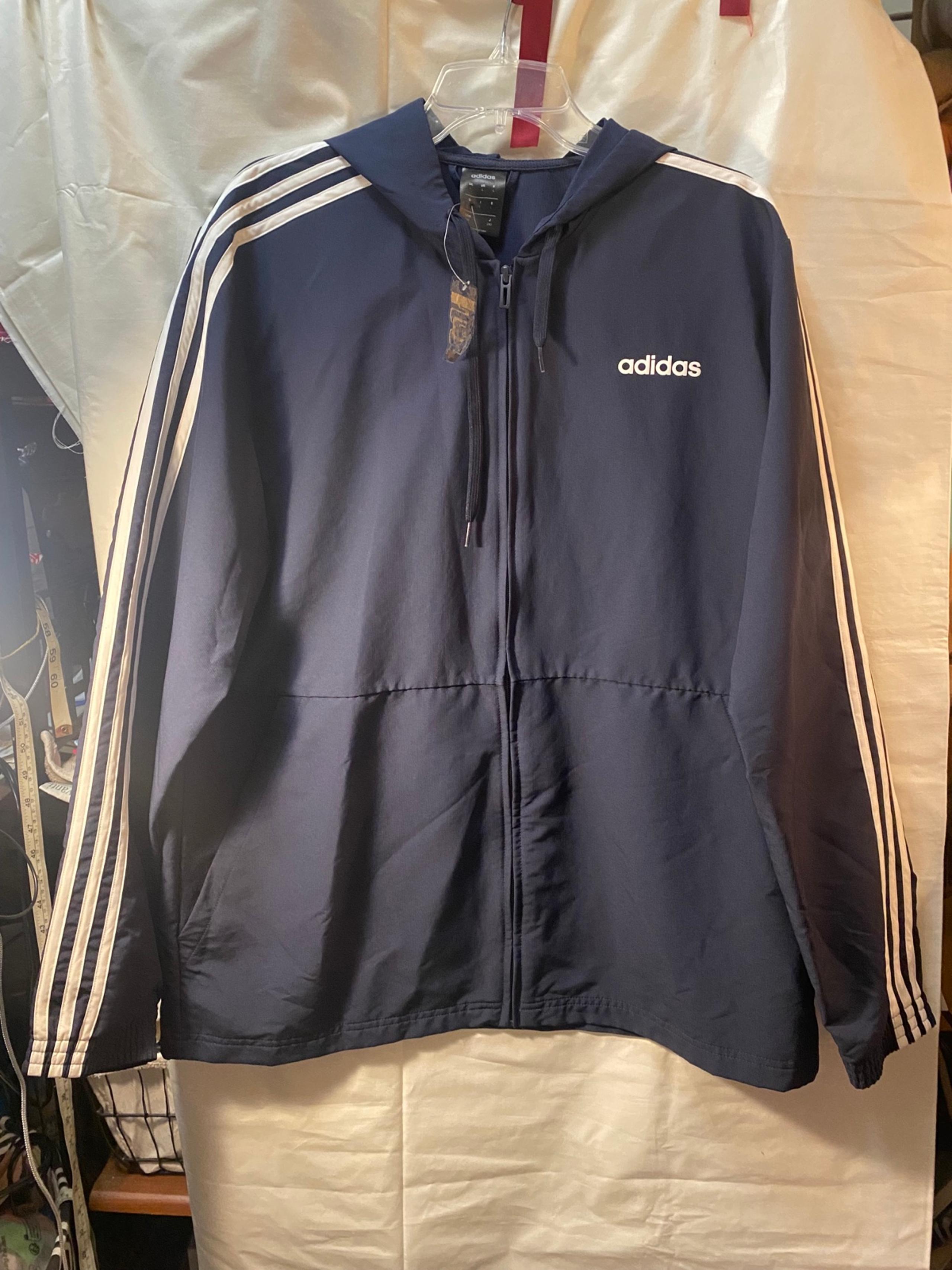 Adidas Full Zip Lightweight Hooded Jacket Mens Size Large