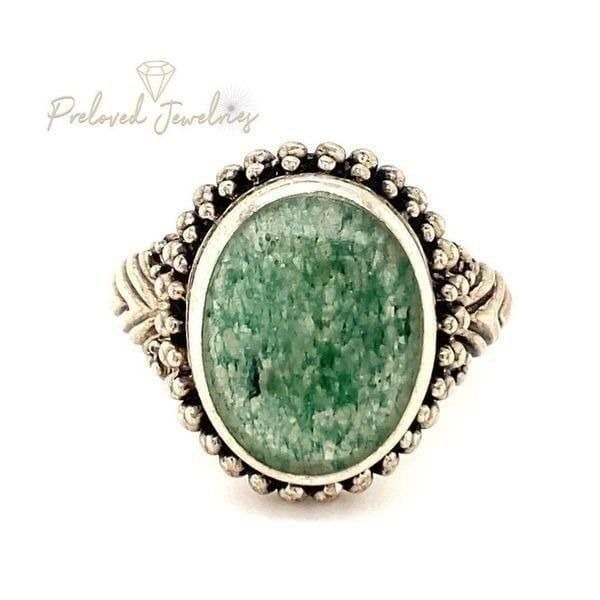 925 Thailand Green Stone Ring