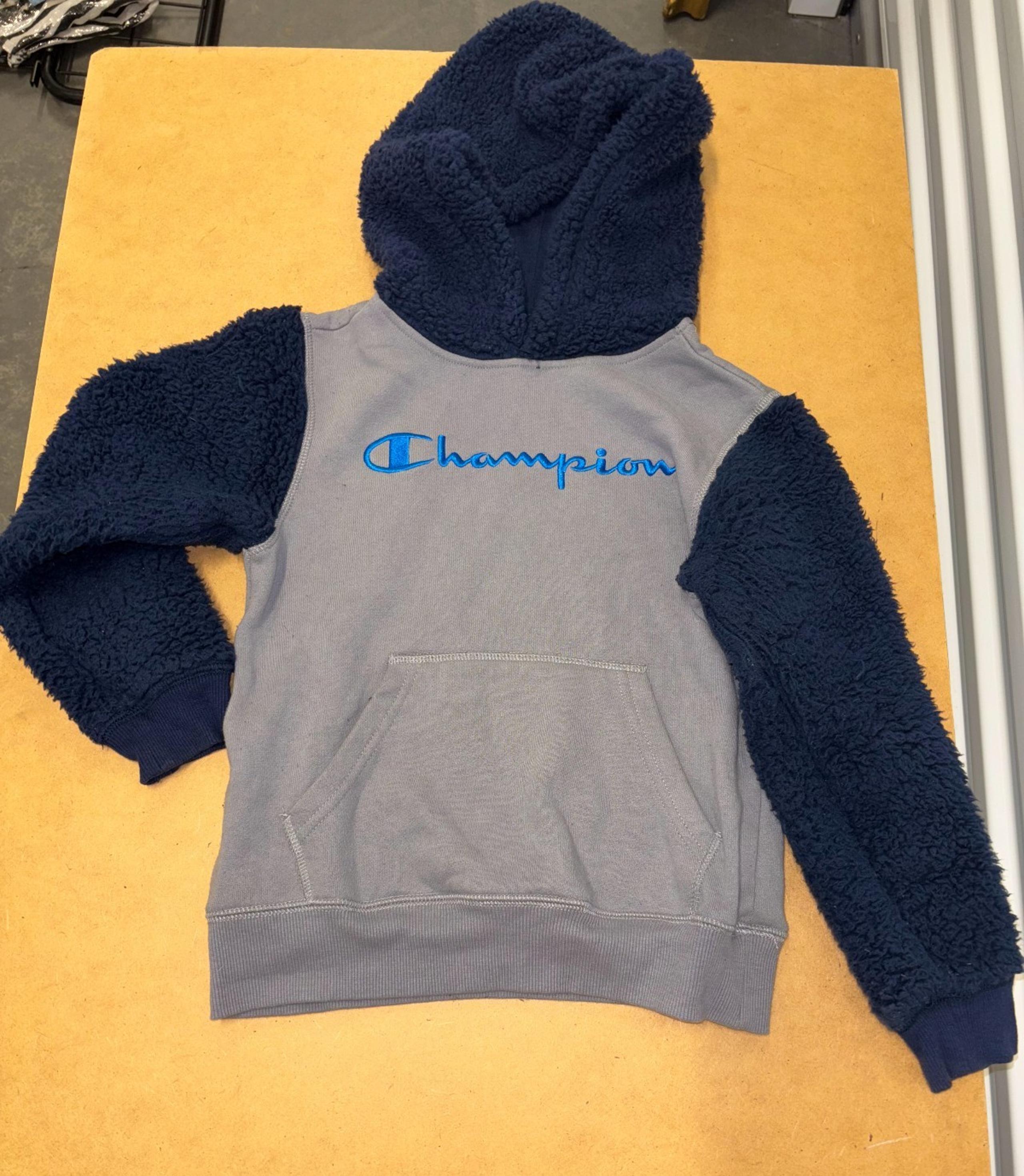 Champion Kids' Gray and Navy Fleece Hoodie