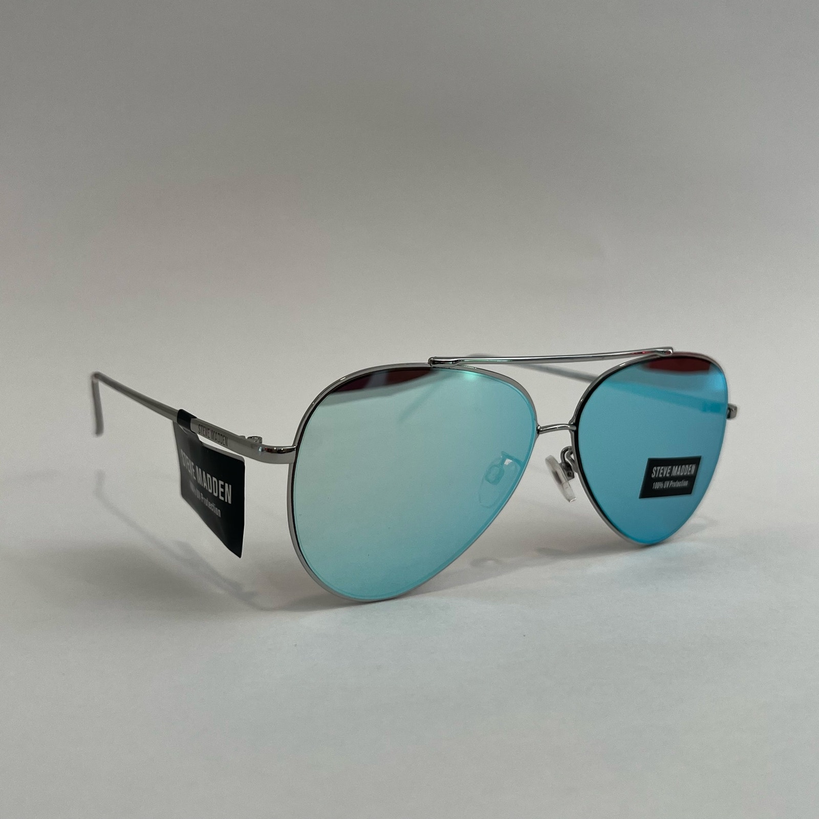 NWT Vintage Steve Madden Blue Mirrored Aviator Sunglasses UV Protection