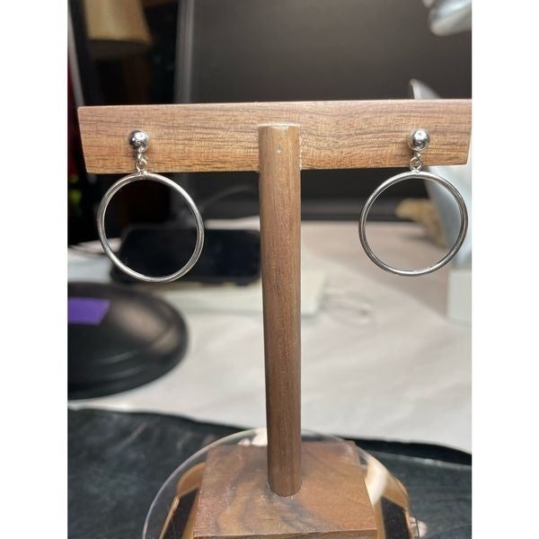 14k white gold dangle hoop earrings