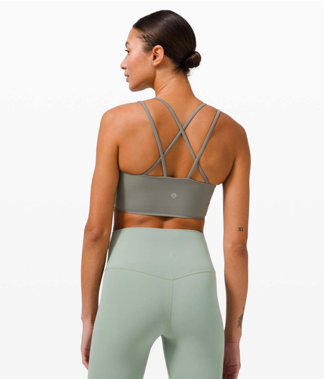 Lululemon like a cloud long line bra B/C grey sage size 4