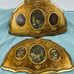 Vintage Italian Gold Tone Fan Shaped Wood Plaques Still Life Fruit & Flowers Art