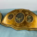 Vintage Italian Gold Tone Fan Shaped Wood Plaques Still Life Fruit & Flowers Art