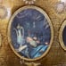 Vintage Italian Gold Tone Fan Shaped Wood Plaques Still Life Fruit & Flowers Art