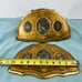 Vintage Italian Gold Tone Fan Shaped Wood Plaques Still Life Fruit & Flowers Art