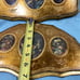 Vintage Italian Gold Tone Fan Shaped Wood Plaques Still Life Fruit & Flowers Art