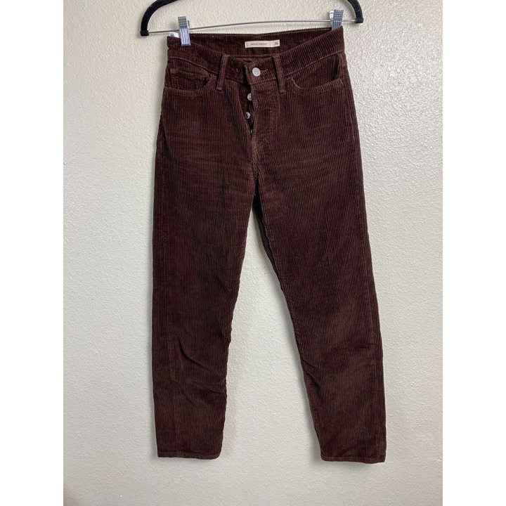 Levis Wedgie Womens Brown Straight Corduroy Pants Size 26 Button Fly Classic