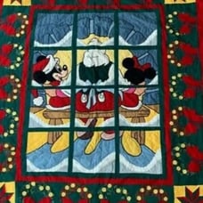 Vintage 1993 Disney Santas Workshop Christmas Handmade Quilted Throw