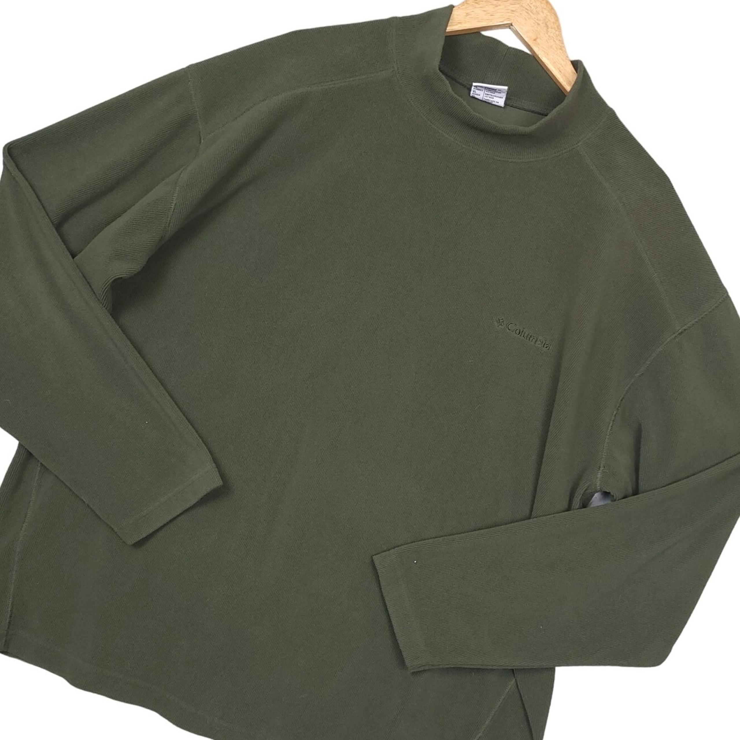 Vintage Columbia Men's Long Sleeve Turtle Neck Sweater Sz XL Polyester Green