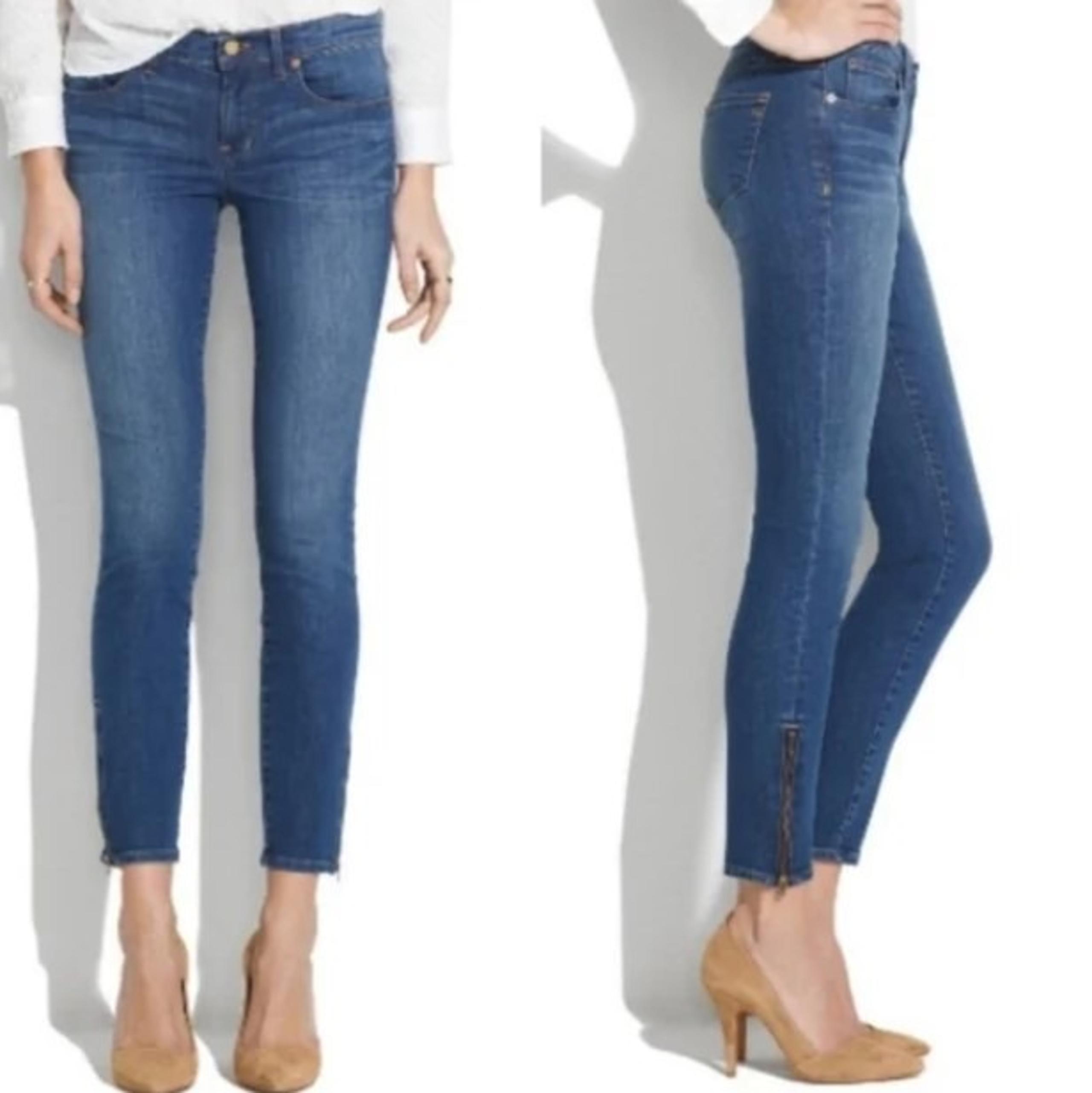 Madewell Mid Rise Blue Women's Ankle Zipper Detail Skinny Denim Jeans Size 28