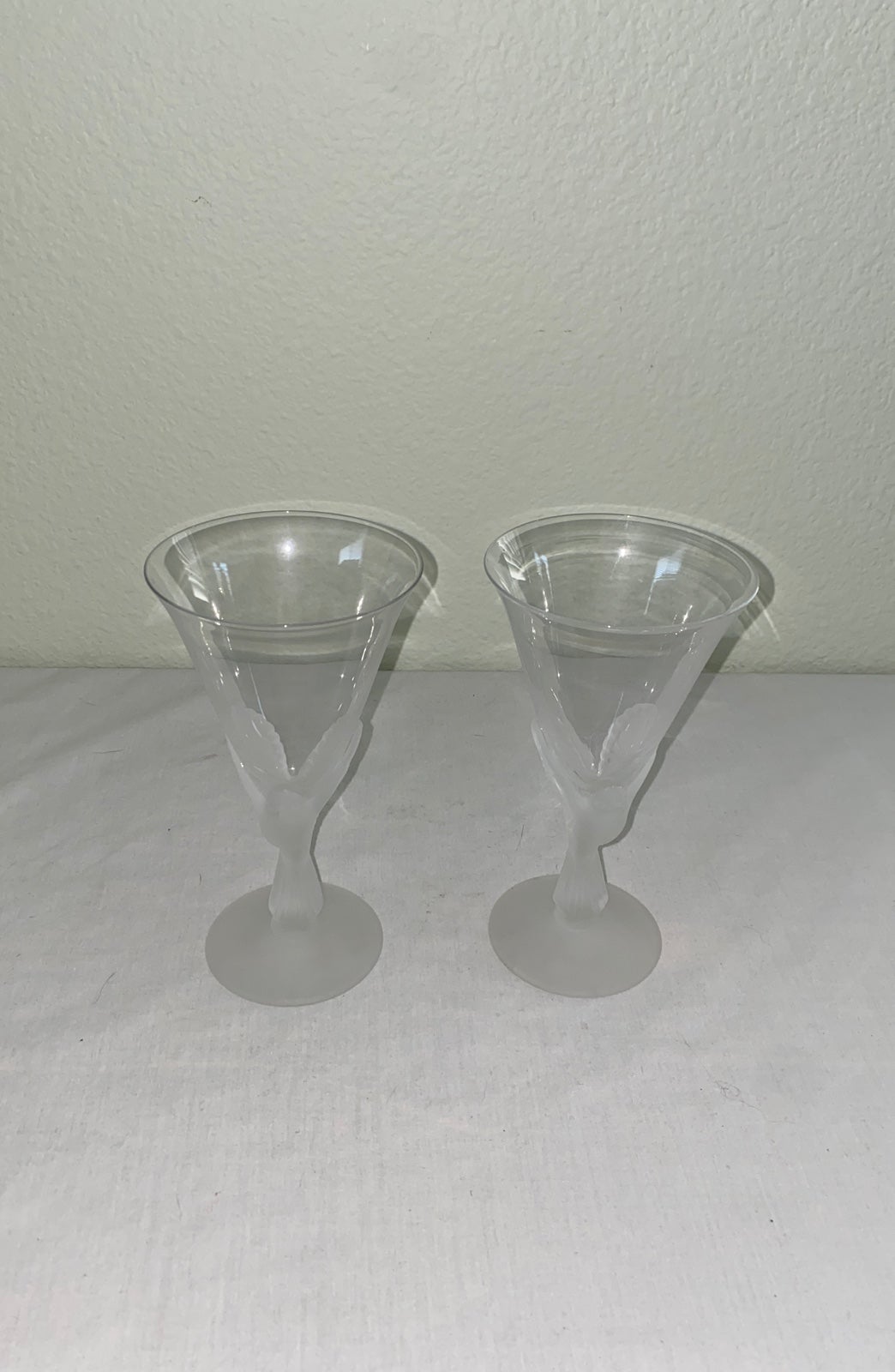 Sasaki Wings Clear Crystal Goblets With Frosted Bird Stems - Set of 2
